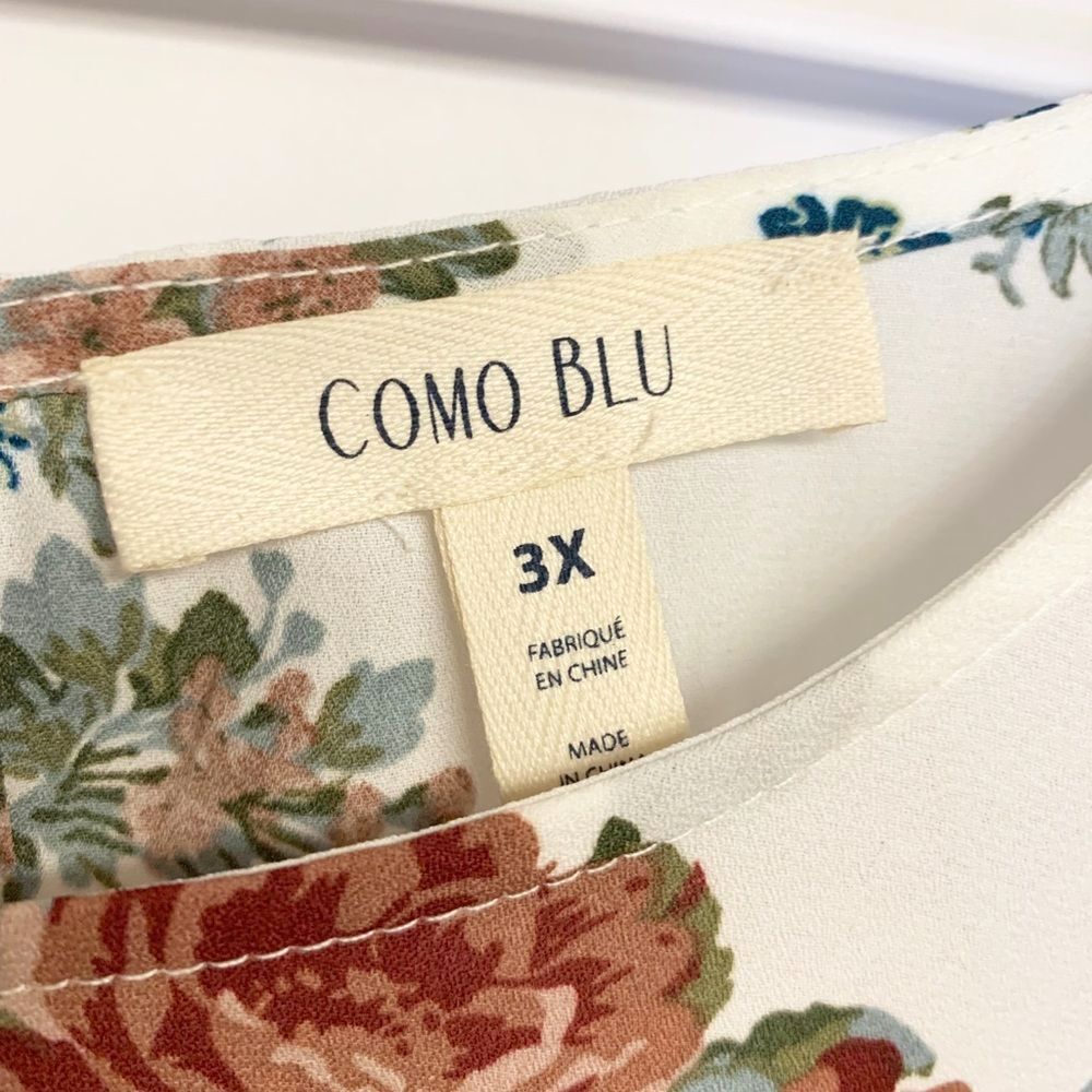 Como Blu Women’s 3X Floral Top Cottagecore Bell Sleeve Bohemian Blouse - Picture 4 of 5